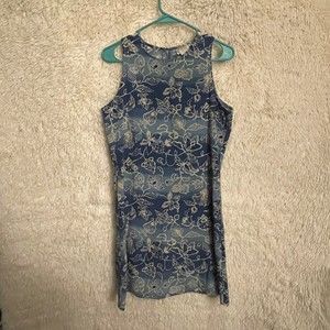 Women’s Vintage 70s Style Dress California Concepts Floral Blue Size 7